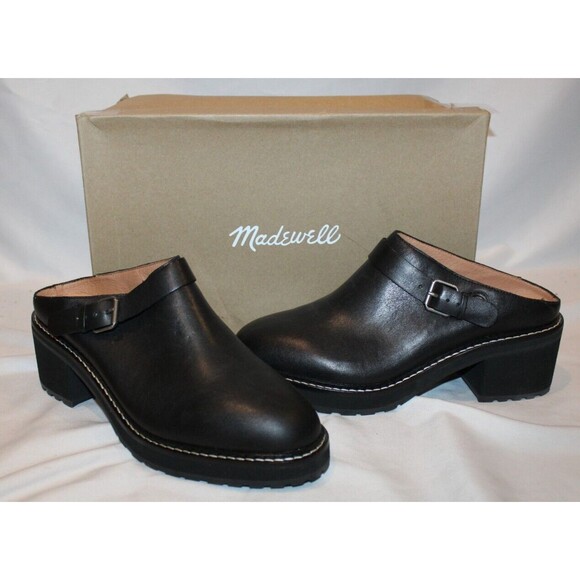 Madewell The‎ Willa Convertible Strap Leather Lug Mule True Black 10.5 NEW! $168 - Picture 1 of 8